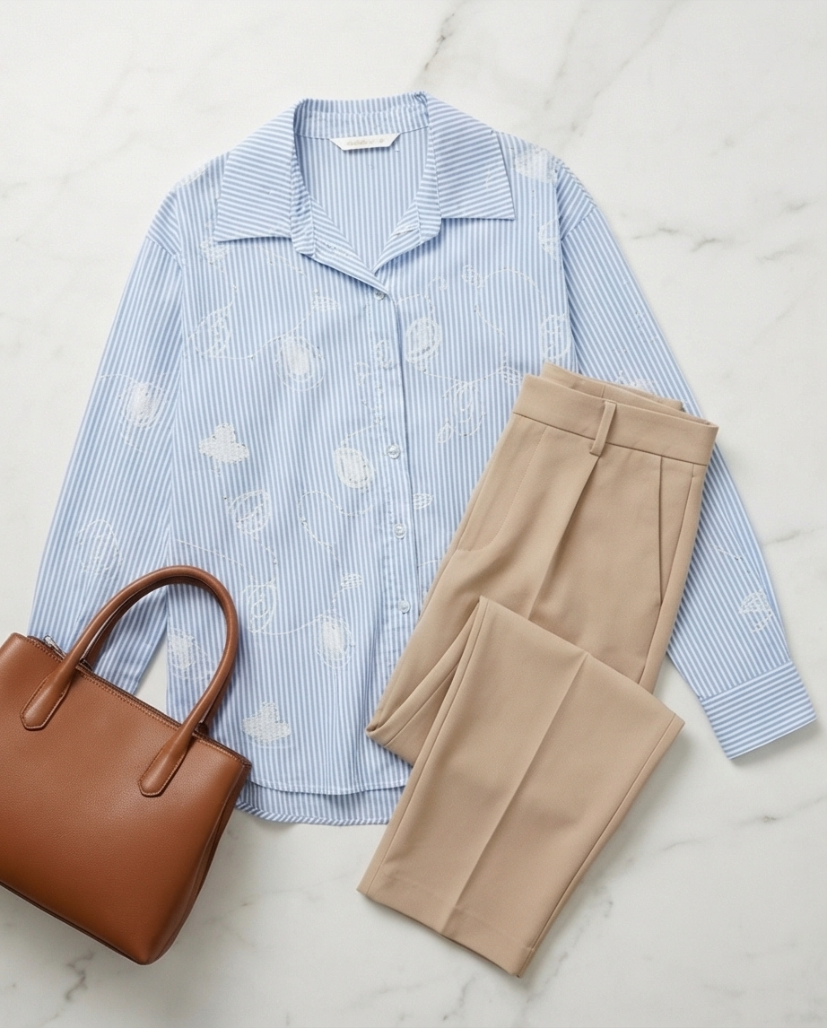 Chemise brodée bleue