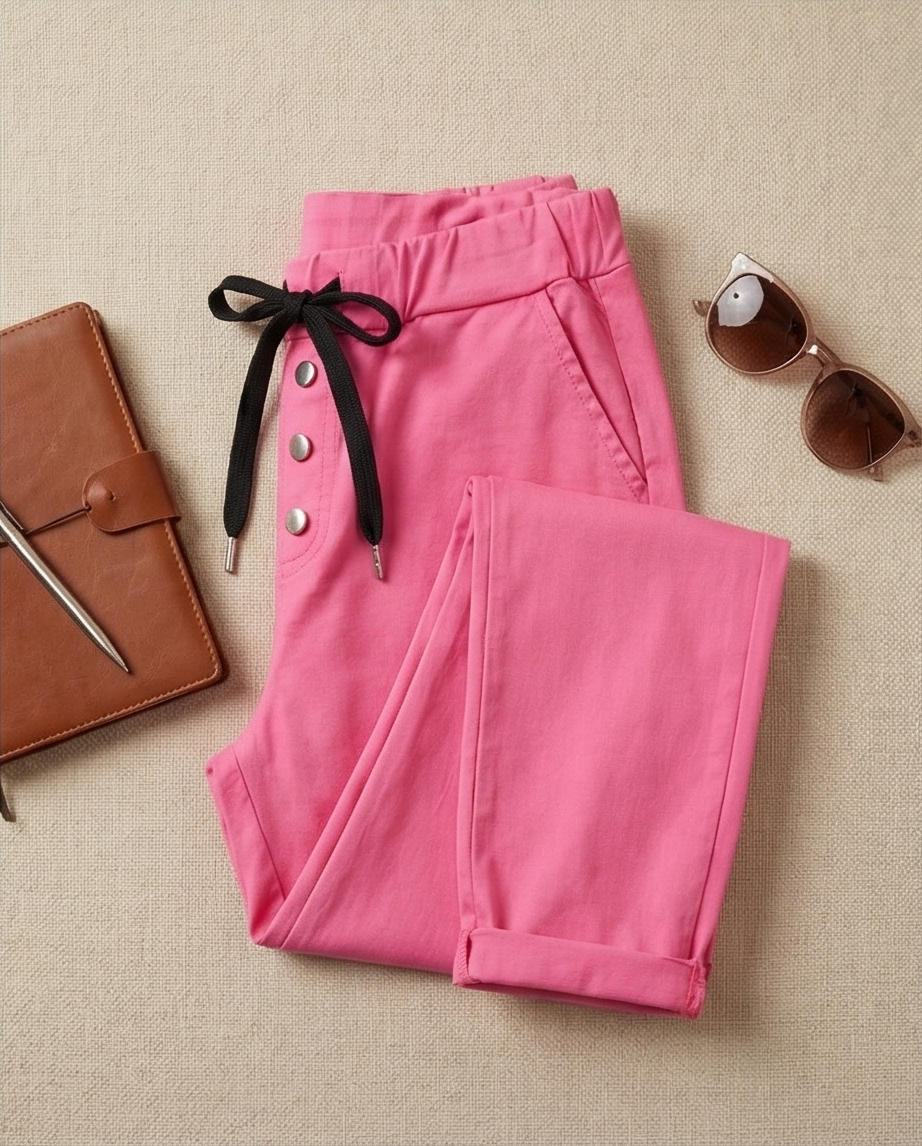 Pantalon taille élastique rose