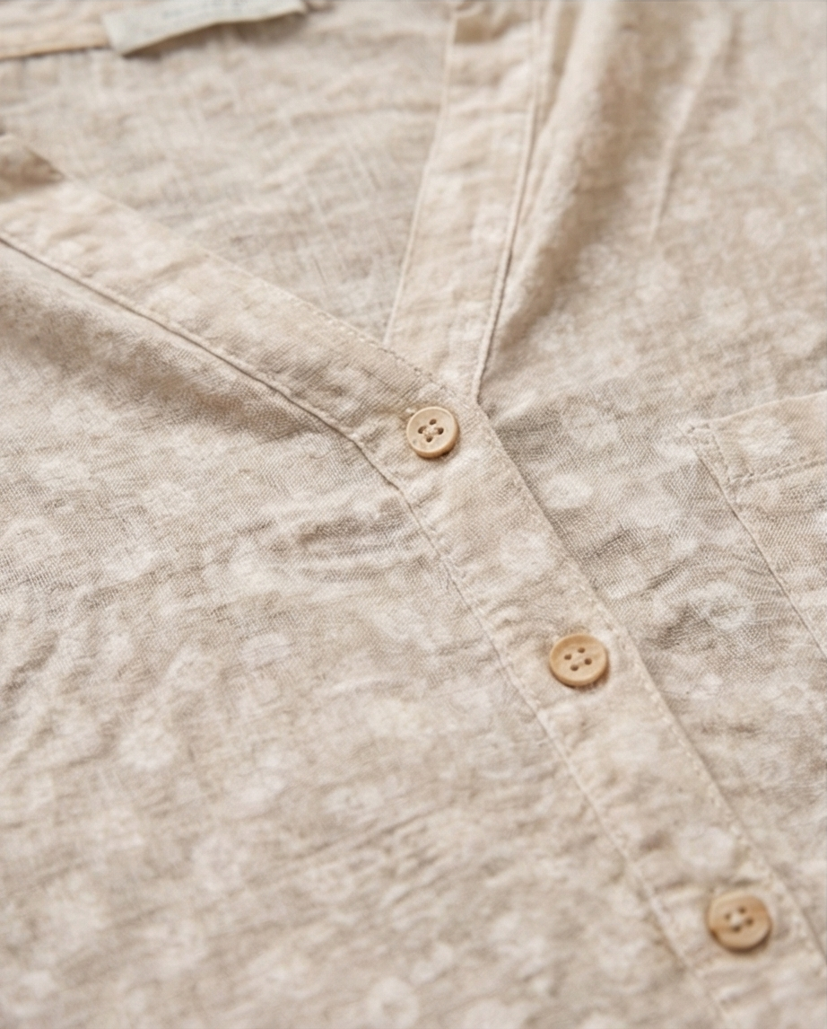 Blouse effet lin à pois blancs