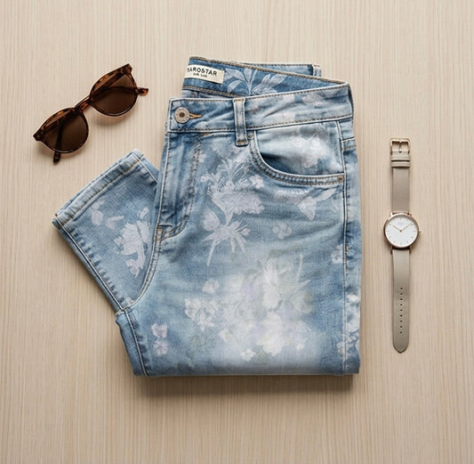 Jeans fleuri Karostar