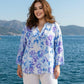 Blouse fleurie bleu roi et violet