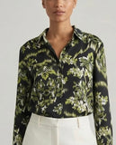 Chemise satinée verte et noire