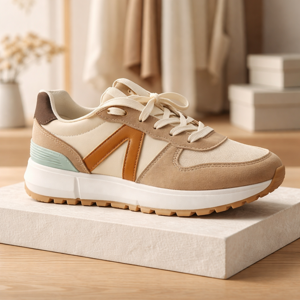 Baskets beige-turquoise