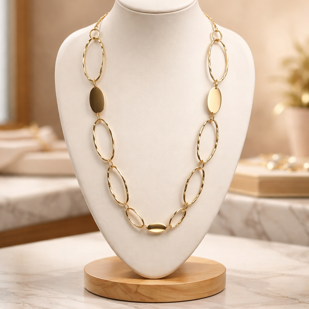 Collier doré grosse maille
