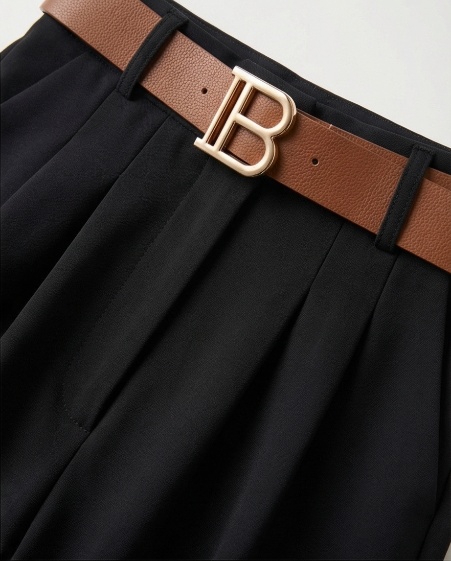 Pantalon noir large avec ceinture