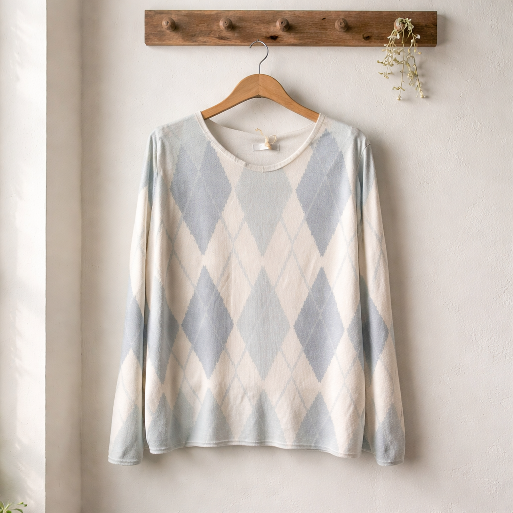 Pull léger jacquard bleu