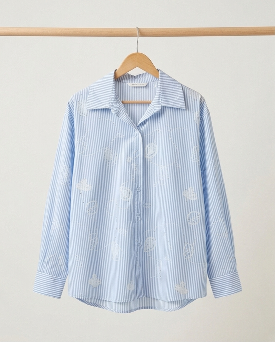 Chemise brodée bleue