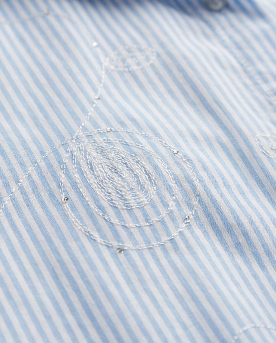 Chemise brodée bleue