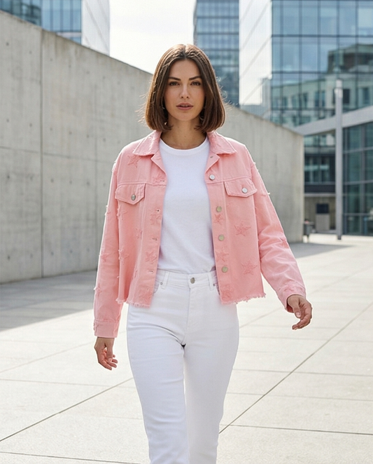 Veste en jeans corail