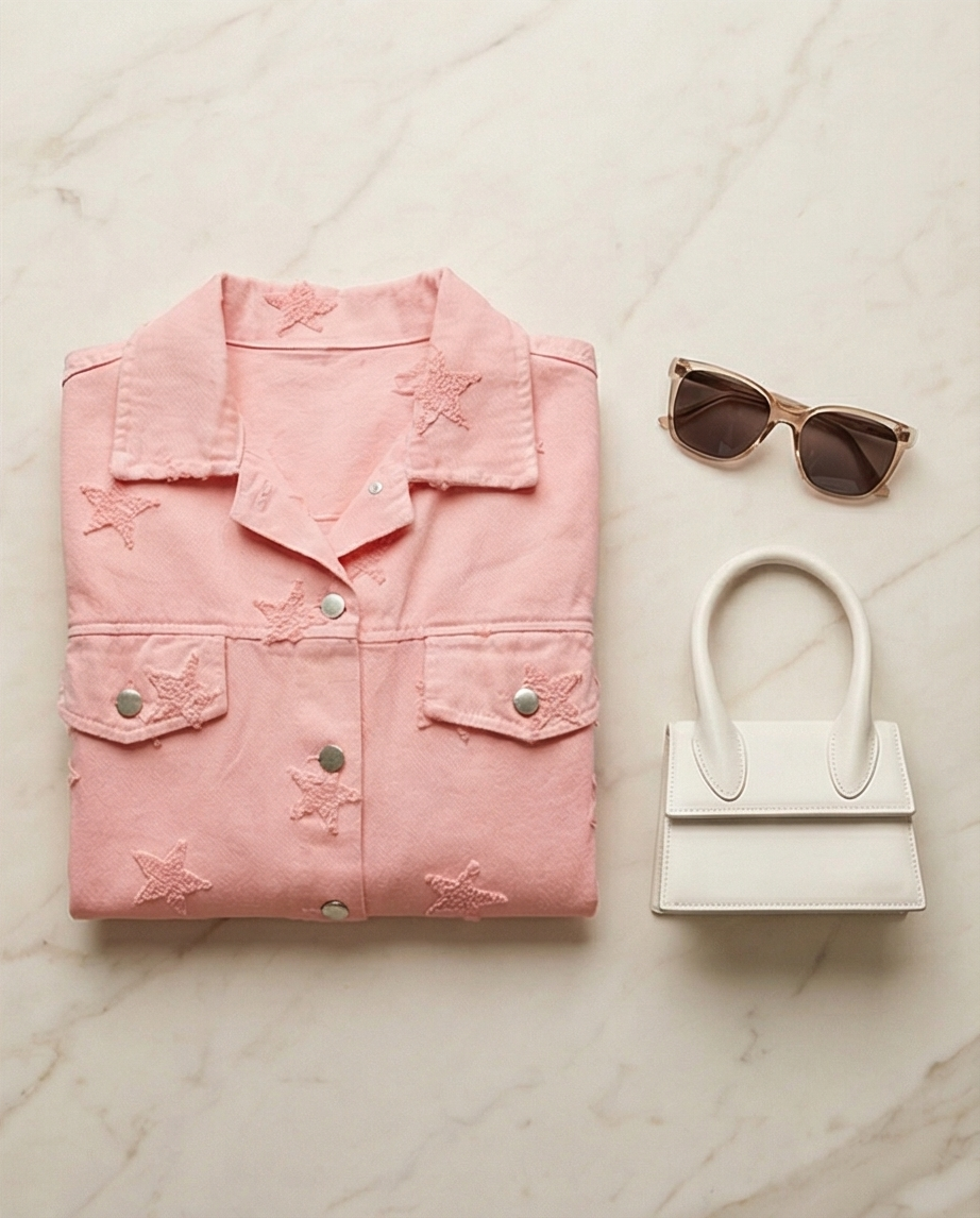Veste en jeans corail