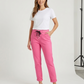 Pantalon taille élastique rose