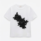 T-shirt blanc avec Fleurs et strass noir