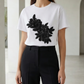 T-shirt blanc avec Fleurs et strass noir