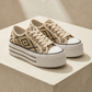 Baskets compensées beige et noire