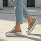 Baskets compensées beige et noire