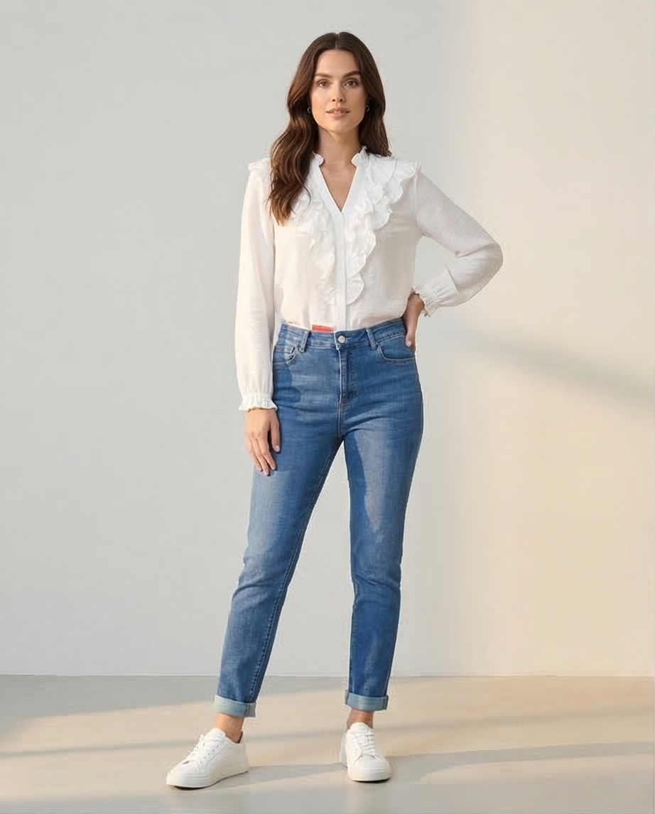 Jeans coupe droite bleu moyen