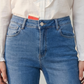 Jeans coupe droite bleu moyen