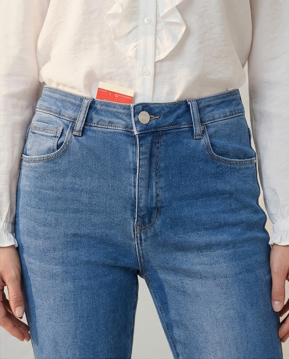 Jeans coupe droite bleu moyen