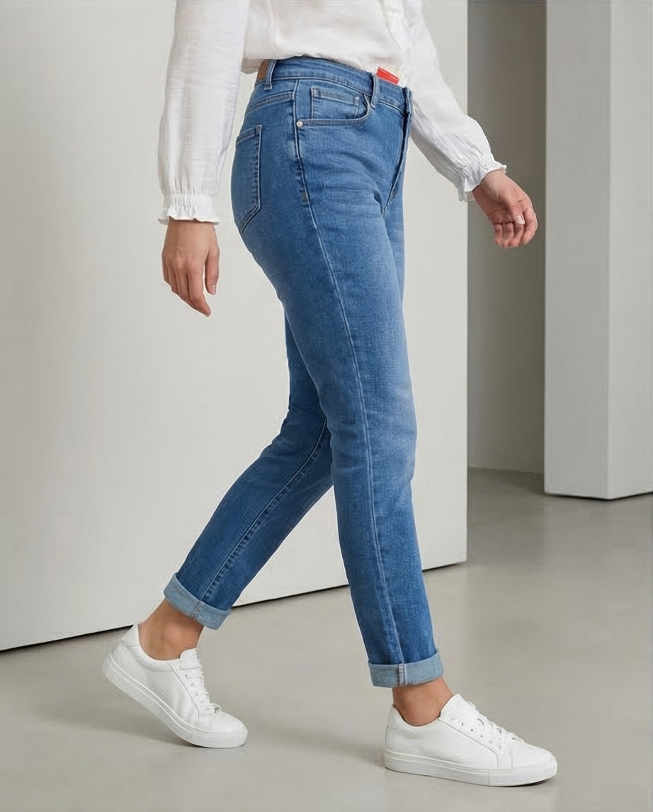 Jeans coupe droite bleu moyen