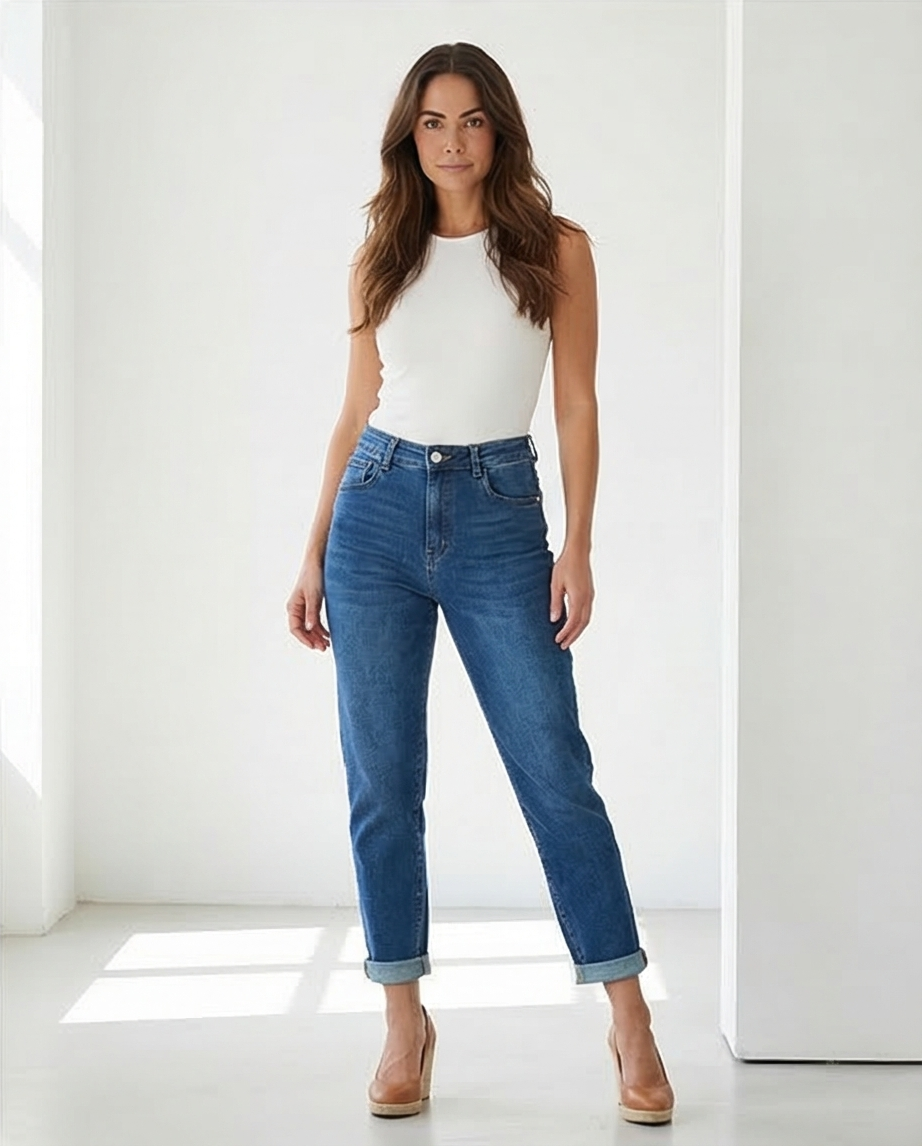 Jeans coupe droite bleu foncé