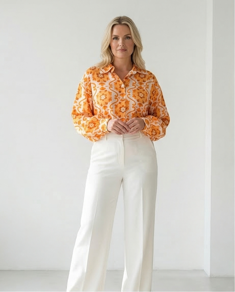 Chemise oversize orange