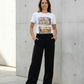 T-shirt motifs feuillage noir-doré