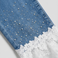 Jeans zac et Zoé 7/8 avec strass et dentelle