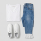 Jeans zac et Zoé 7/8 avec strass et dentelle