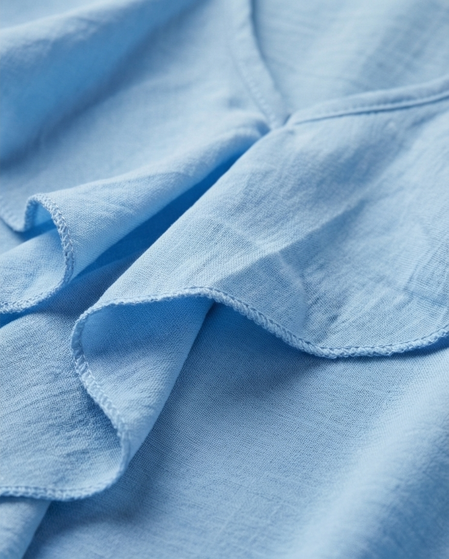Blouse volantée bleu ciel