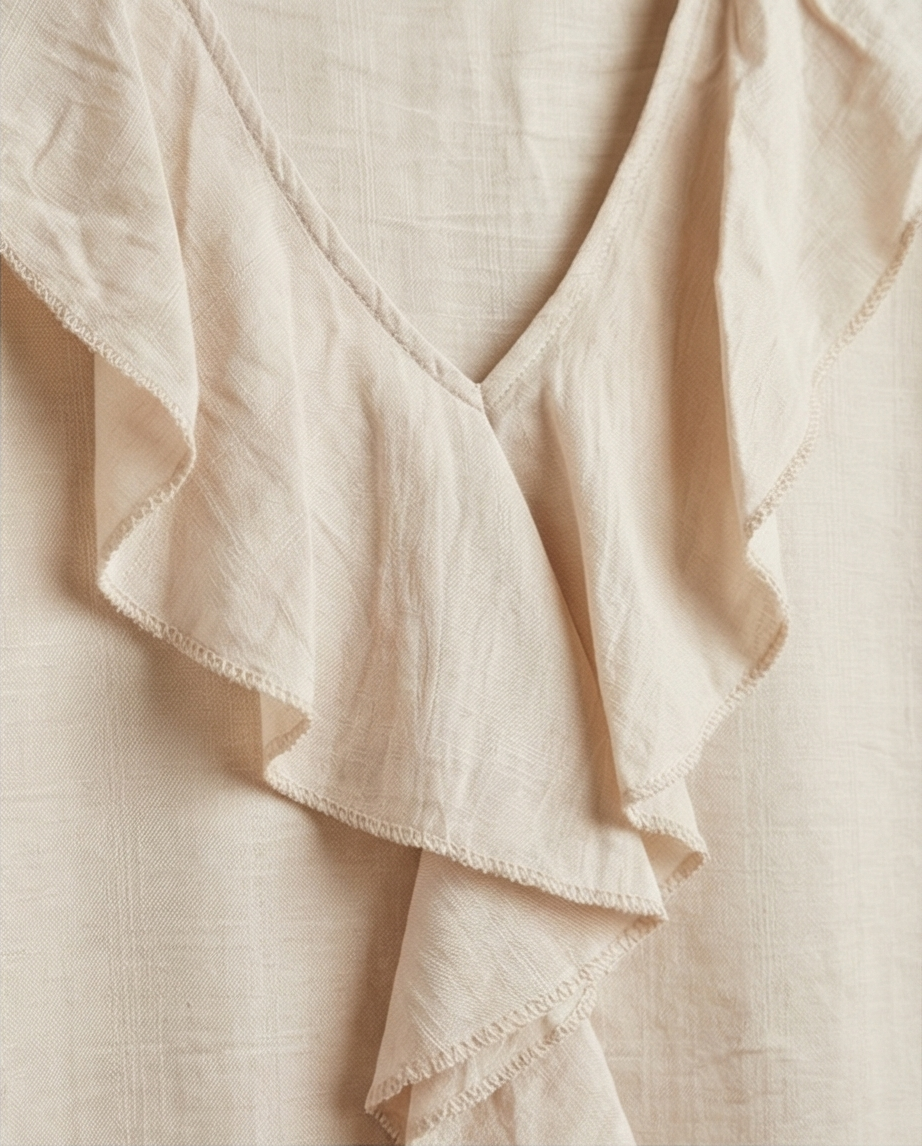 Blouse volantée beige