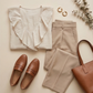 Blouse volantée beige