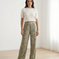 Pantalon fluide bariolé kaki