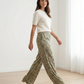 Pantalon fluide bariolé kaki
