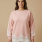 Sweat-shirt avec dentelle rose