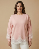 Sweat-shirt avec dentelle rose