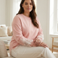 Sweat-shirt avec dentelle rose