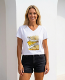 T-shirt col V baskets dorées