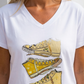 T-shirt col V baskets dorées