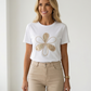 T-shirt fleurs brodée et à sequins
