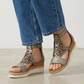 Sandales compensées gris/ kaki