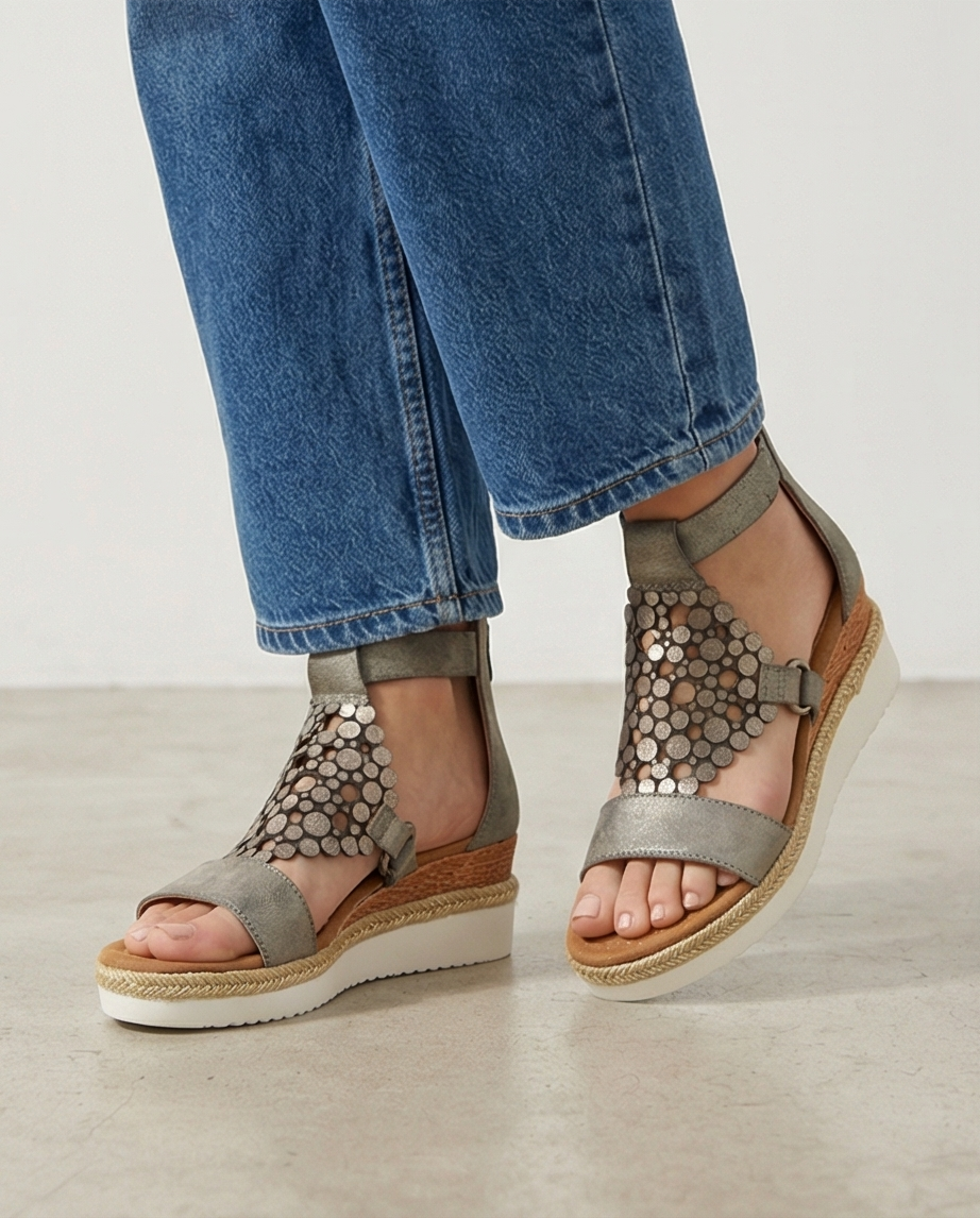 Sandales compensées gris/ kaki