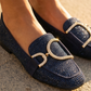 Mocassins avec strass bleu nuit