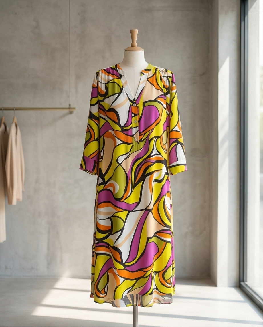 Robe bariolée tendance vert pomme