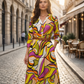 Robe bariolée tendance vert pomme