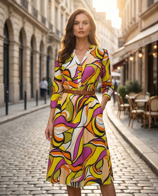 Robe bariolée tendance vert pomme