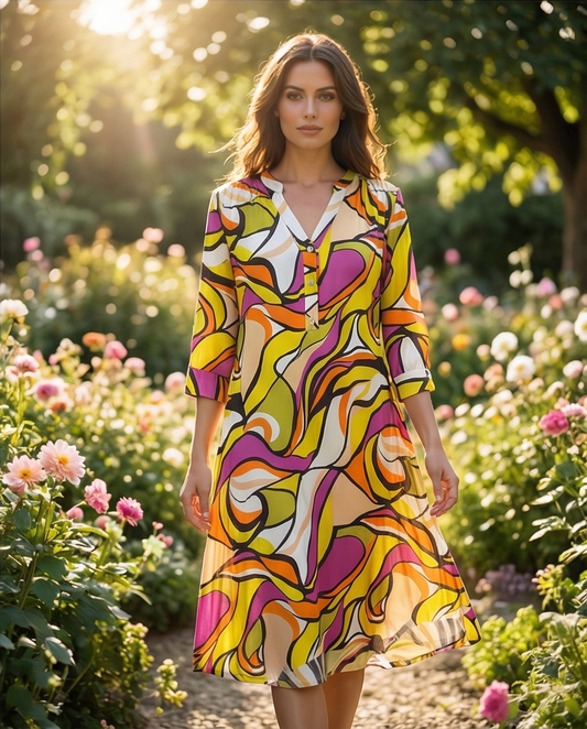 Robe bariolée tendance vert pomme