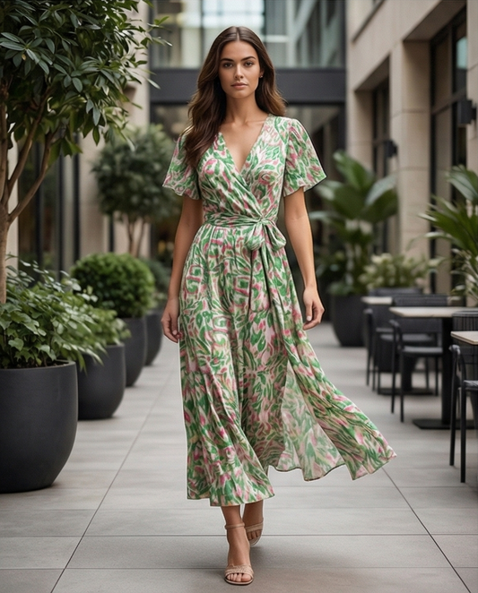 Robe longue et fluide vert pomme