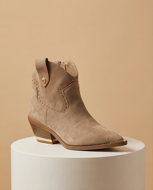Bottines inspi santiag beige