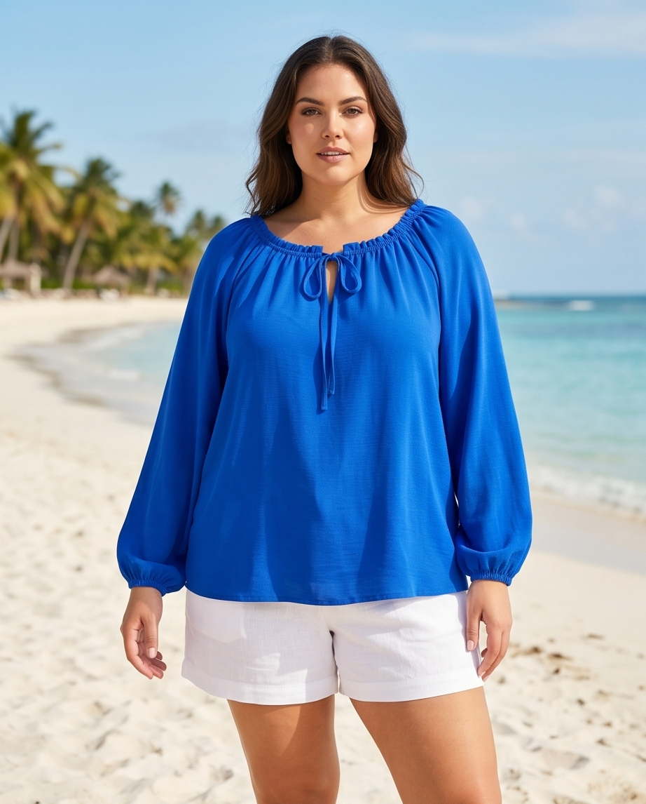 Blouse fluide col élastique